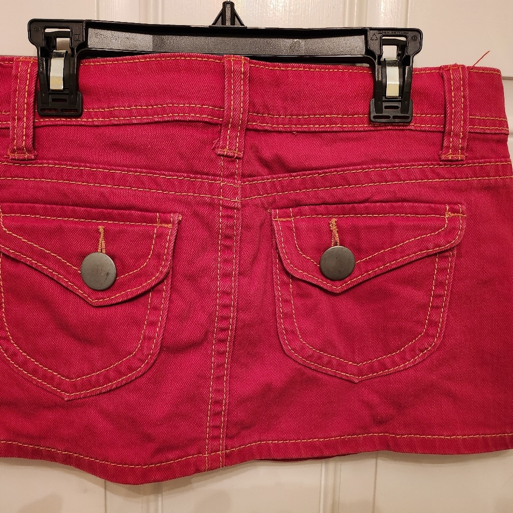 Wet Seal Micro mini skirt red denim jean skirt